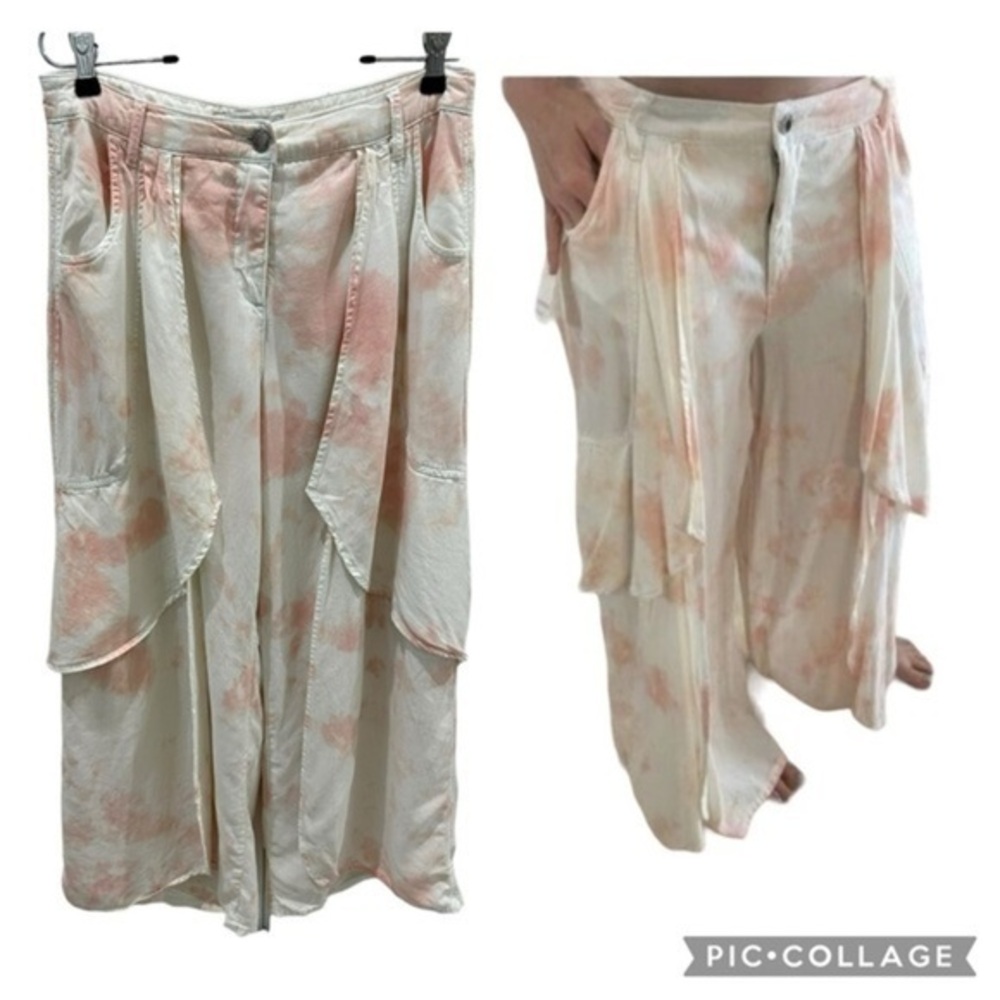 GEMMA + JANE Ruffle Wide Leg Tie Dye pants Jeans